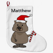 Funny Wombat in Santa Hat Kerstmis Grote Kerstsok (Voorkant)