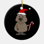 Funny Wombat in Santa Hat Kerstmis Keramisch Ornament (Voorkant)