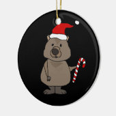 Funny Wombat in Santa Hat Kerstmis Keramisch Ornament (Links)