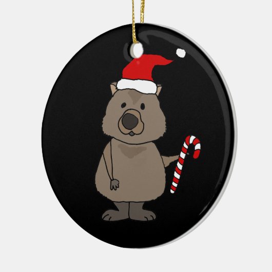 Funny Wombat in Santa Hat Kerstmis Keramisch Ornament (Links)