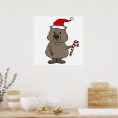 Funny Wombat in Santa Hat Kerstmis Poster (Keuken)