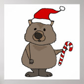 Funny Wombat in Santa Hat Kerstmis Poster (Voorkant)