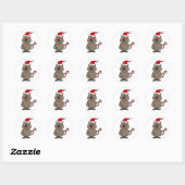 Funny Wombat in Santa Hat Kerstmis Ronde Sticker (Vel)
