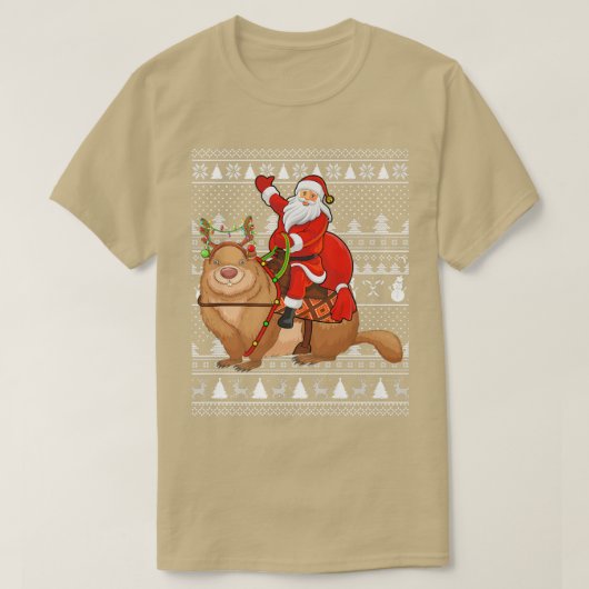 Funny Wombat Lover Santa Riding Wombat Ugly Christ T-shirt (Design voorkant)