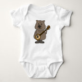Funny Wombat Play Banjo Cartoon Romper (Voorkant)