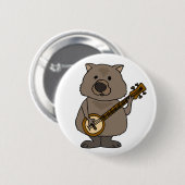 Funny Wombat Play Banjo Cartoon Ronde Button 5,7 Cm (Voorkant /achterkant)