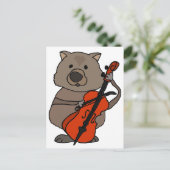 Funny Wombat Plays Cello Cartoon Briefkaart (Staand voorkant)