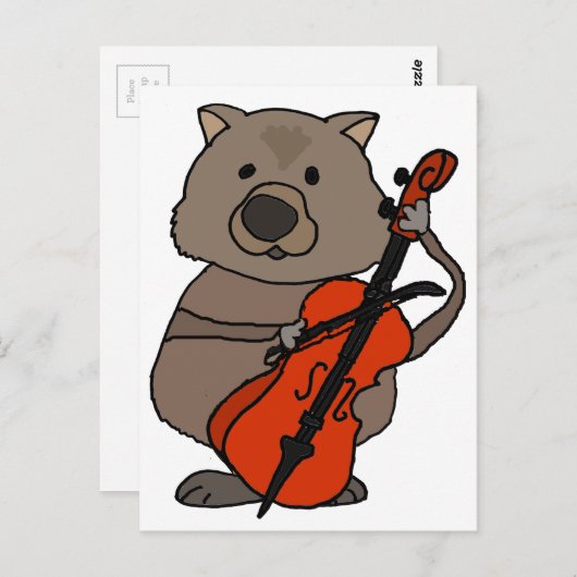 Funny Wombat Plays Cello Cartoon Briefkaart (Voorkant / Achterkant)
