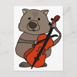 Funny Wombat Plays Cello Cartoon Briefkaart