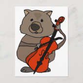 Funny Wombat Plays Cello Cartoon Briefkaart (Voorkant)