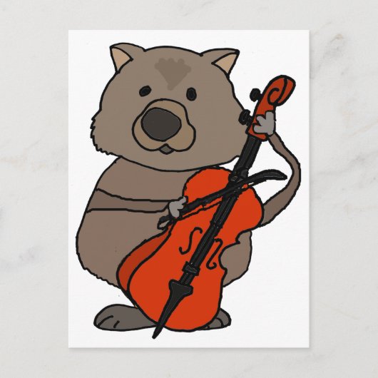 Funny Wombat Plays Cello Cartoon Briefkaart (Voorkant)