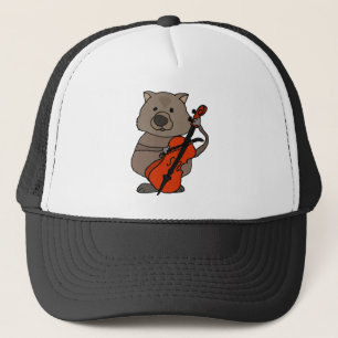 Funny Wombat Plays Cello Cartoon Trucker Pet