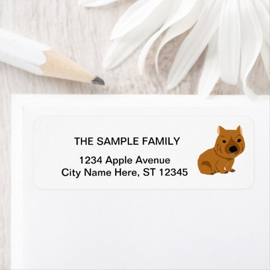 Funny Wombat Primitive Art Etiket (Insitu)