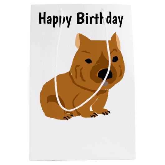 Funny Wombat Primitive Art Medium Cadeauzakje (Voorkant)