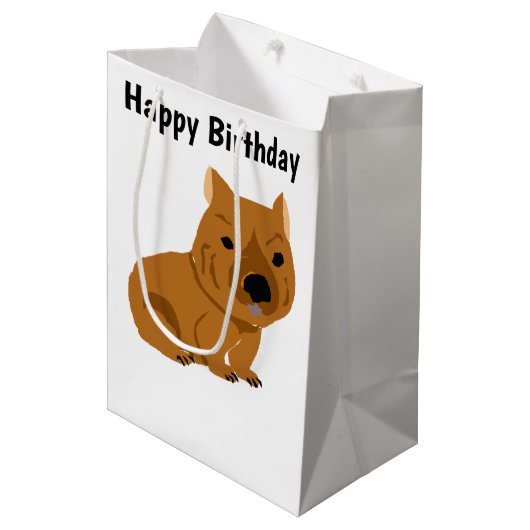 Funny Wombat Primitive Art Medium Cadeauzakje (Voorkant Gekanteld)