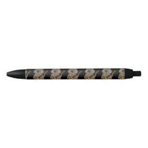 Funny Wombat Spelen Banjo Cartoon Zwarte Inkt Pen