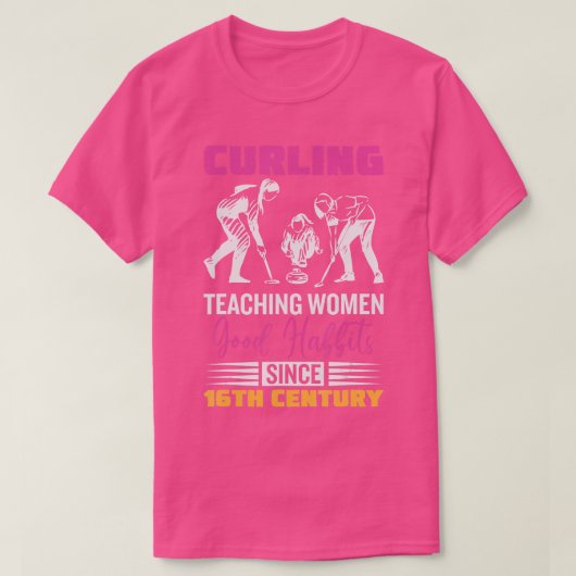funny Women curling on the ice curler curling (1) T-shirt (Design voorkant)
