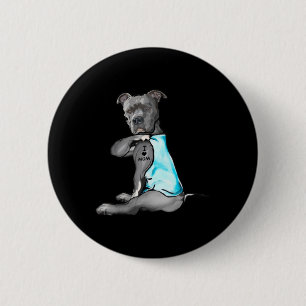 Funny Women Gifts Dog Pitbull I Love Mam Tattoo Gi Ronde Button 5,7 Cm