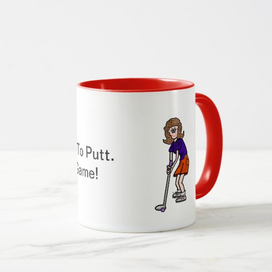 Funny Women Golfer Putt Mok (Voorkant rechts)
