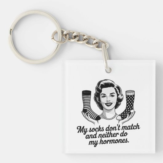 Funny Women Over 40 Sock Keychain (voorkant)