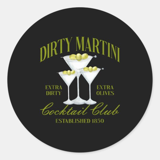 Funny Womens Dirty Martini Social Club Drinking Ta Ronde Sticker (Voorkant)