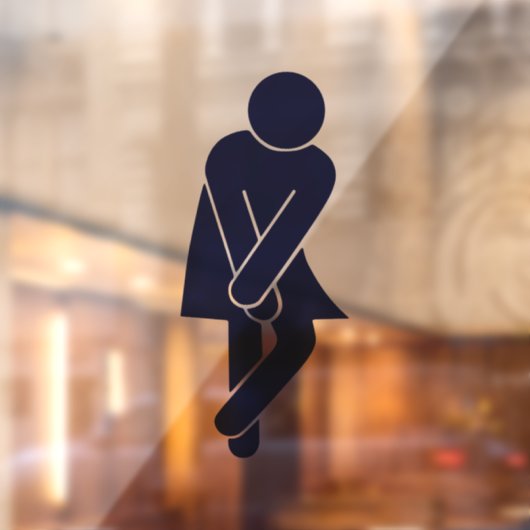 Funny Women's Restroom Sign Raamsticker (Vel 2)