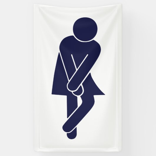 Funny Women's Restroom Sign Spandoek (Verticaal)