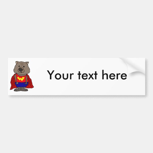 Funny Wonder Wombat Superheld Cartoon Art Bumpersticker (Voorkant)