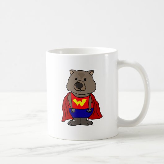 Funny Wonder Wombat Superheld Cartoon Art Koffiemok (Rechts)