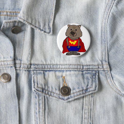Funny Wonder Wombat Superheld Cartoon Art Ronde Button 5,7 Cm (In situ)