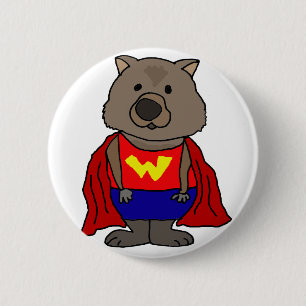 Funny Wonder Wombat Superheld Cartoon Art Ronde Button 5,7 Cm