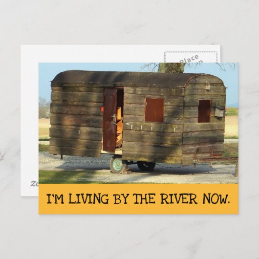 Funny Wood Camper Trailer Briefkaarten, langs de r Briefkaart (Voorkant / Achterkant)