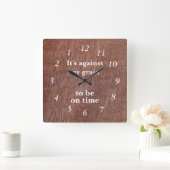 Funny Wood Grain Backwards Clock Mango Custom Vierkante Klok (Huis)