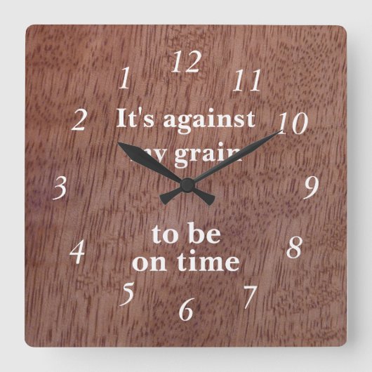 Funny Wood Grain Backwards Clock Mango Custom Vierkante Klok (Voorkant)