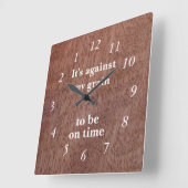 Funny Wood Grain Backwards Clock Mango Custom Vierkante Klok (Hoek)