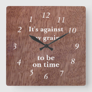 Funny Wood Grain Backwards Clock Mango Custom Vierkante Klok