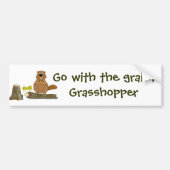 Funny Wood Turning Beaver and Grasshopper Cartoon Bumpersticker (Voorkant)