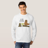 Funny Wood Turning Beaver and Grasshopper Cartoon T-shirt (Voorkant volledig)
