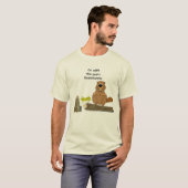 Funny Wood Turning Beaver and Grasshopper Cartoon T-shirt (Voorkant volledig)
