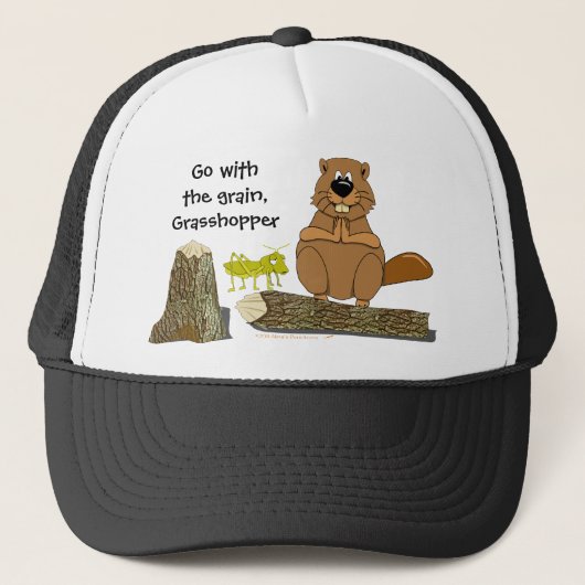 Funny Wood Turning Beaver and Grasshopper Cartoon Trucker Pet (Voorkant)