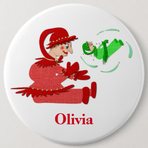Funny wooden play figures, gepersonaliseerde kinde ronde button 6,0 cm
