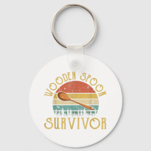 Funny Wooden Spoon Survivor Retro Humor Sleutelhanger