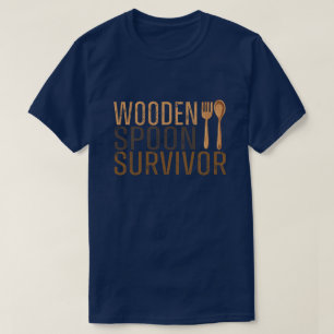 Funny Wooden Spoon Survivor  Retro Humor T-shirt