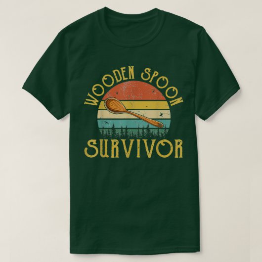 Funny Wooden Spoon Survivor Retro Humor T-shirt (Design voorkant)