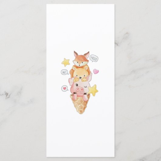 Funny Woodland Animals Baby Showe Party Menu (Achterkant)