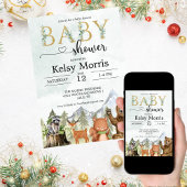 funny woodland baby shower invitation boy kaart