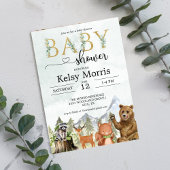 funny woodland baby shower invitation boy kaart
