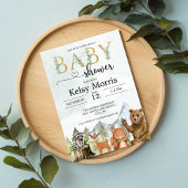 funny woodland baby shower invitation boy kaart