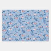 Funny Woodland Friends  Blue Winter Forest Pattern Inpakpapier Vel (Voorkant 2)