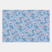 Funny Woodland Friends  Blue Winter Forest Pattern Inpakpapier Vel (Voorkant)